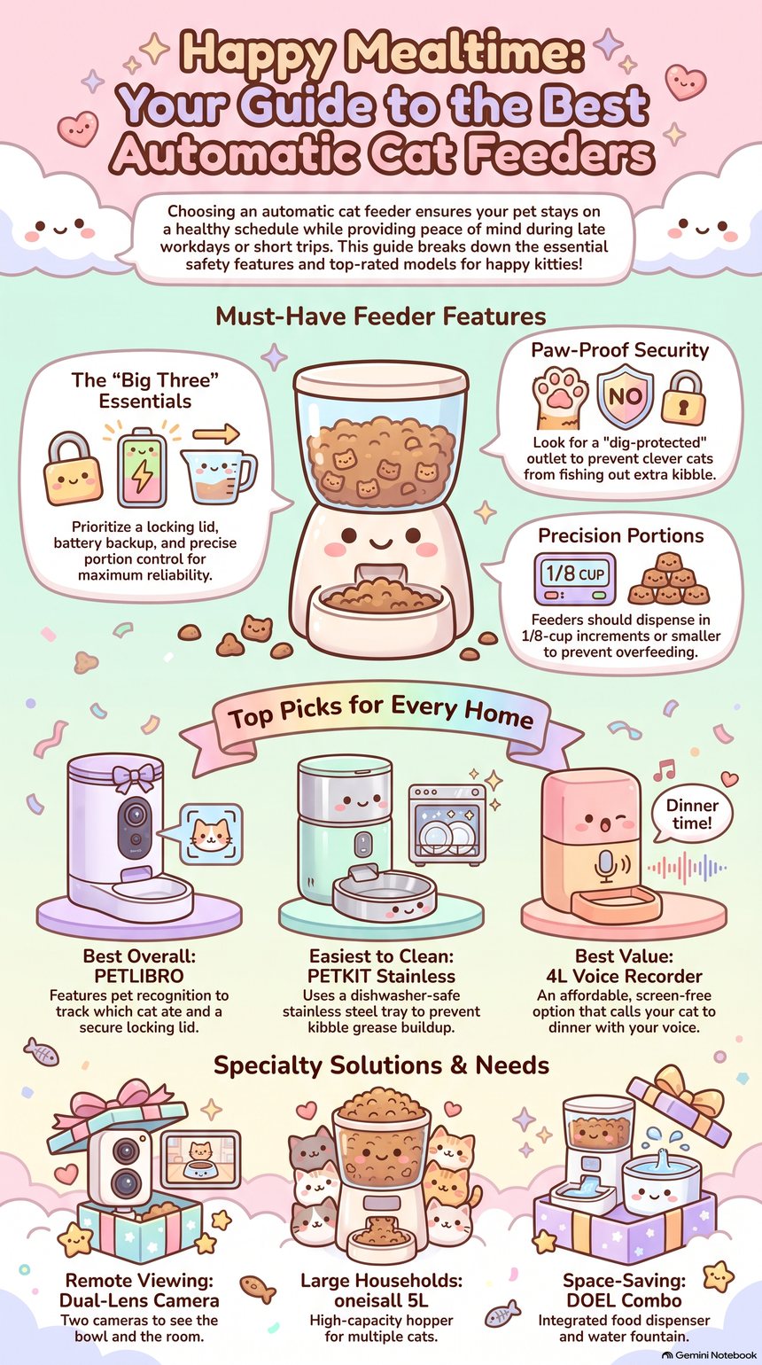 Automatic Cat Feeders 2026 Buying Checklist Infographic