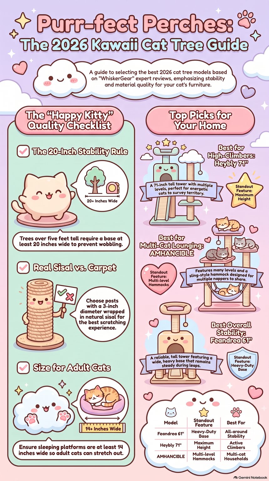 Best Cat Trees 2026 Stability and Sizing Infographic